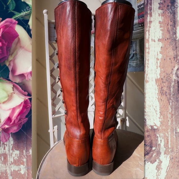 GORGEOUS FRYE COGNAC BUTTON BOOTS MELISSA PULL ON 7 LIKE NEW - Picture 7 of 14